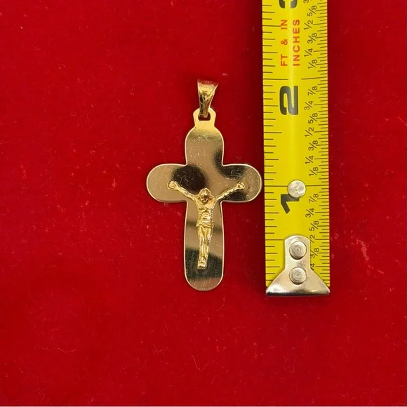 925 Sterling Silver 18K Gold Plated Jesus Cross Pendant Approx. 6g Unisex